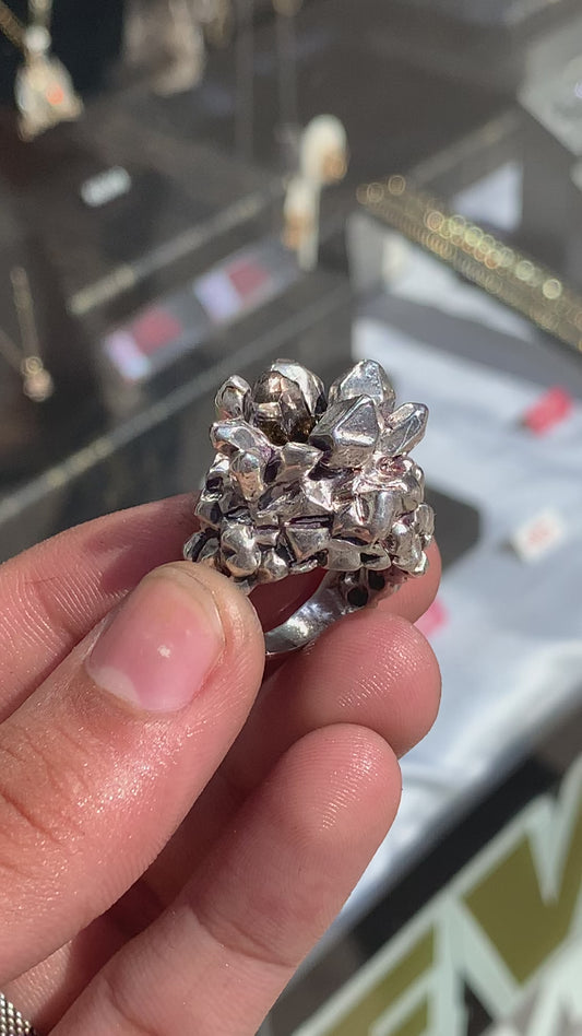 Sterling Silver Cluster Quarts Ring